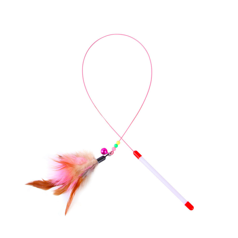 nteractive Cat Teaser Wand – Feather & Bell Toy for Playful Cats