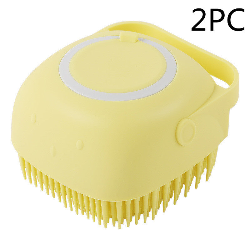 2-in-1 Silicone Pet Bath & Massage Glove – Shampoo Dispensing Grooming Brush for Dogs & Cats