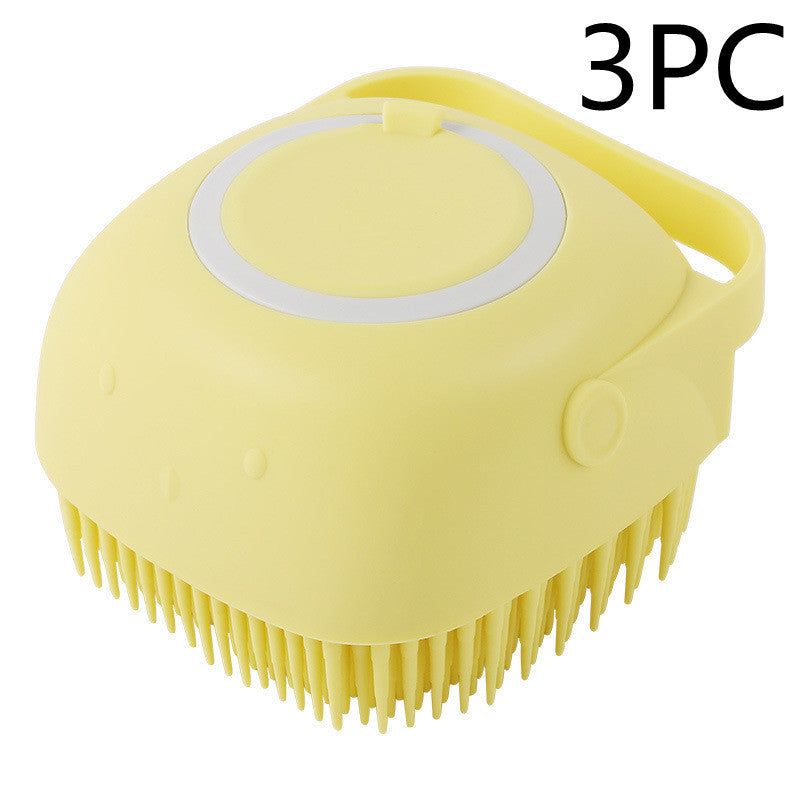2-in-1 Silicone Pet Bath & Massage Glove – Shampoo Dispensing Grooming Brush for Dogs & Cats