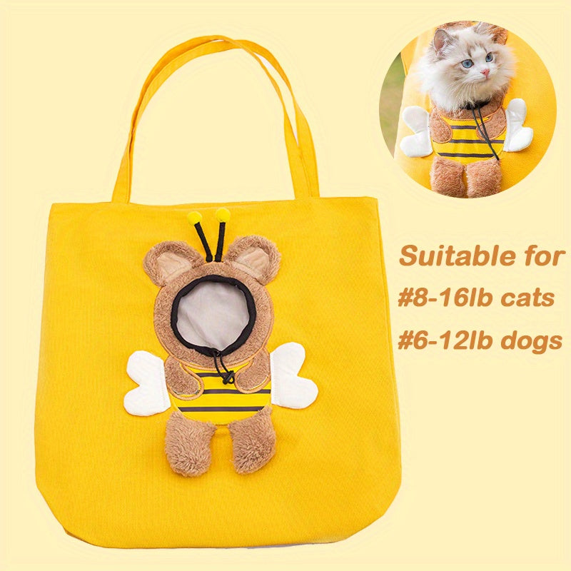 Little Bee Design Pet Carrier Bag – Portable Breathable Travel Handbag for Cats & Dogs