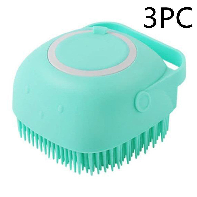2-in-1 Silicone Pet Bath & Massage Glove – Shampoo Dispensing Grooming Brush for Dogs & Cats