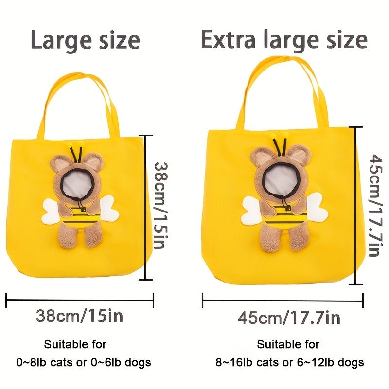 Little Bee Design Pet Carrier Bag – Portable Breathable Travel Handbag for Cats & Dogs