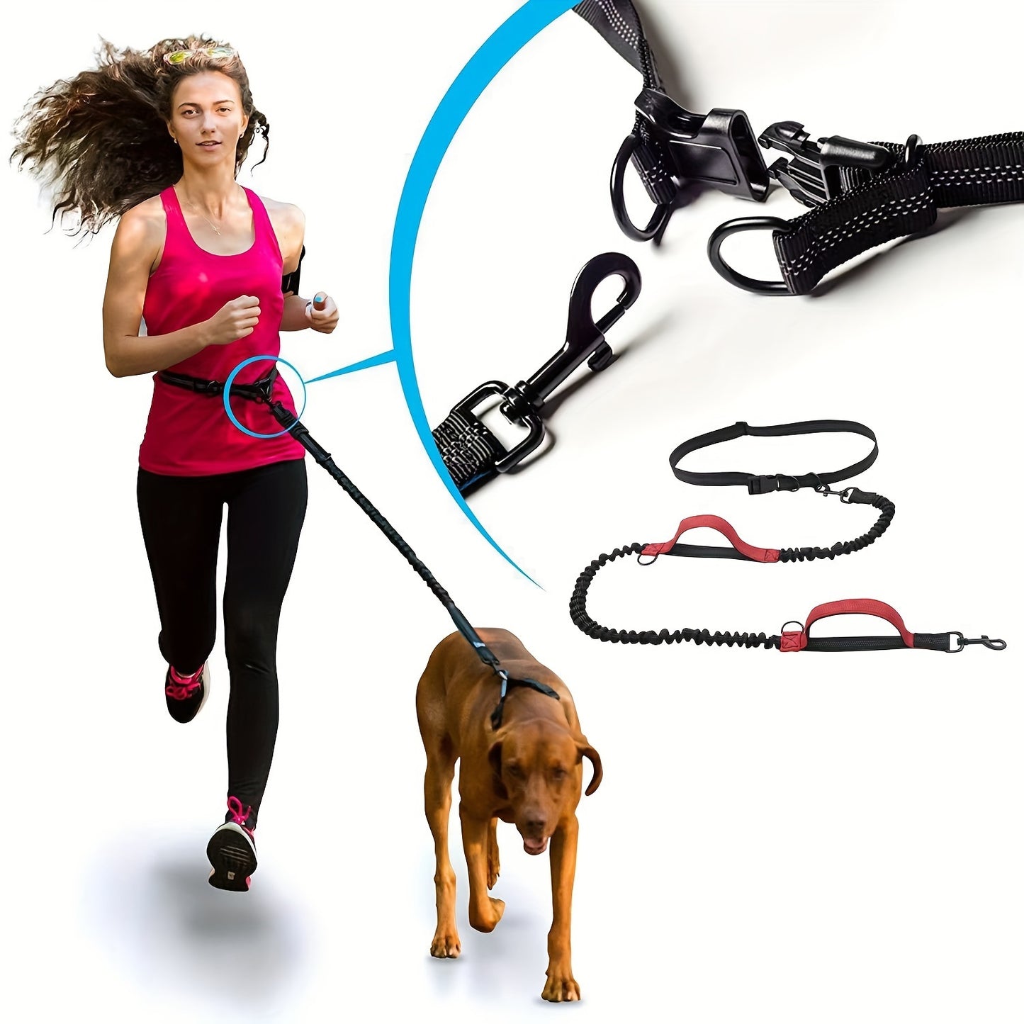 Hands-Free Dog Leash – Run, Walk & Train Comfortably | Adjustable Waist Belt, Durable Nylon