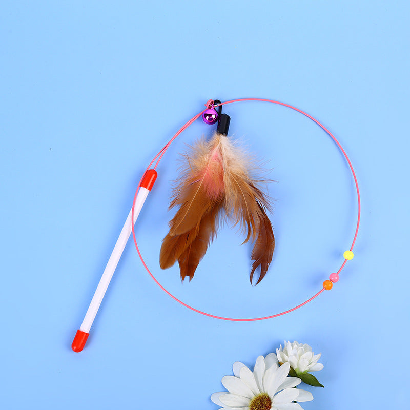nteractive Cat Teaser Wand – Feather & Bell Toy for Playful Cats