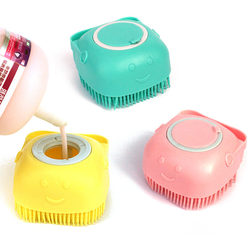 2-in-1 Silicone Pet Bath & Massage Glove – Shampoo Dispensing Grooming Brush for Dogs & Cats