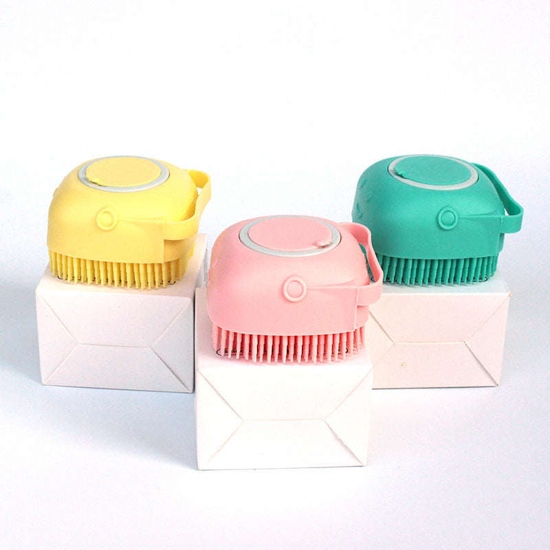 2-in-1 Silicone Pet Bath & Massage Glove – Shampoo Dispensing Grooming Brush for Dogs & Cats