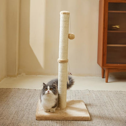 Durable Sisal Cat Scratching Post with Hanging Ball – Space-Saving Indoor Play & Exercise Tower