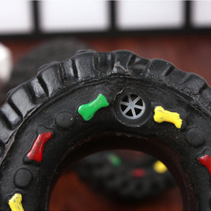 Durable Tire-Shaped Dog Toy – Squeaky Chew Toy for Pets