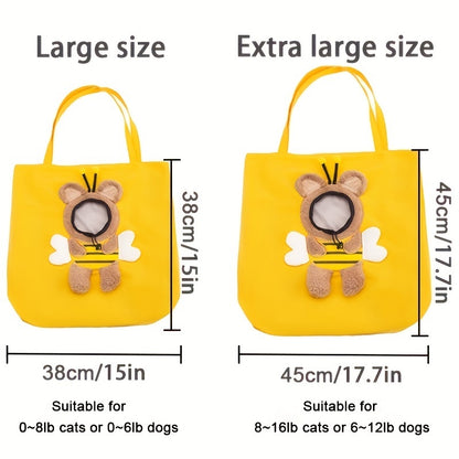 Little Bee Design Pet Carrier Bag – Portable Breathable Travel Handbag for Cats & Dogs