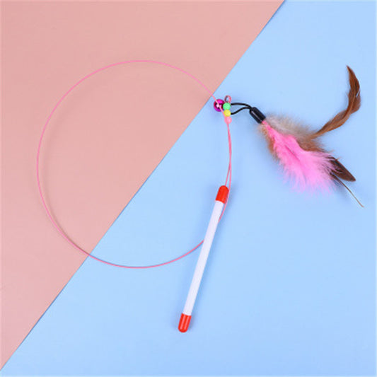 nteractive Cat Teaser Wand – Feather & Bell Toy for Playful Cats