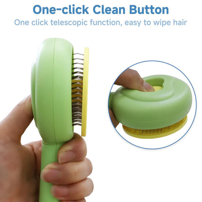 Pet Grooming Comb – One-Click Hair Removal Brush for Cats & Dogs
