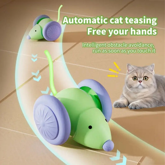 Interactive Electric Cat Toy – Smart Mouse Car with Obstacle Avoidance
